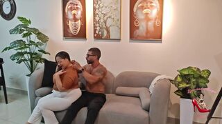Stepdaughter's boyfriend joins in on the fun with stepmom and her huge latina tits