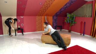Sorana and Renato go wild with deep throat and doggystyle pounding in stockings & lingerie