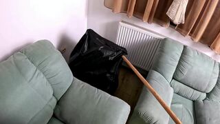 Dirty face MILF MilfyCalla gets her big tits and curvy body fucked by The Bad Guy in a roleplay with trash bags - 1 image