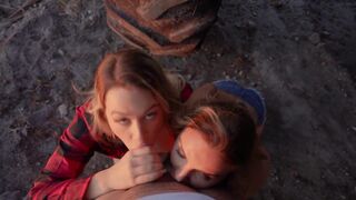Logan Xander, Ashley Alexander, Kate Dalia, and Zoey Uso gag and deepthroat in public with a cum-filled mouth - 9 image