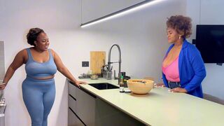 AngelOwenx can't resist Danisha Milf's massive tits & muscular body & takes her big black cock - 1 image