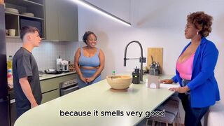 AngelOwenx can't resist Danisha Milf's massive tits & muscular body & takes her big black cock