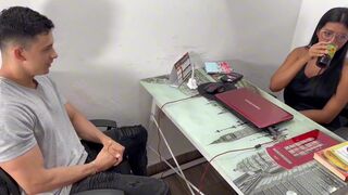 Lian Grey & Lina Henao get down and dirty with stepson's big hard cock in office interview - 5 image