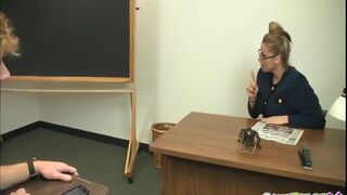 Stacy Starr dominates and punishes her classroom jerk with her huge natural tits and expert handjob skills - 1 image