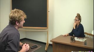 Stacy Starr dominates and punishes her classroom jerk with her huge natural tits and expert handjob skills - 4 image