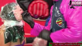 Latex and Plastic fuck three-some ffm with fetish milfs