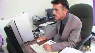 Erotic milf is reprimanded by her boss for rubbing her