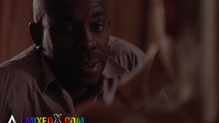 MIXEDX - Blonde Busty Bombshell Christina Shine Gets Fucked Hard By Her Ebony Stepdad