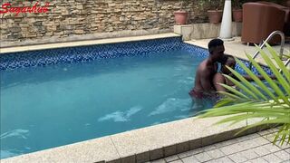 Christmas and New Year Vacation on a swimming pool sex