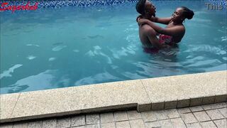 Christmas and New Year Vacation on a swimming pool sex
