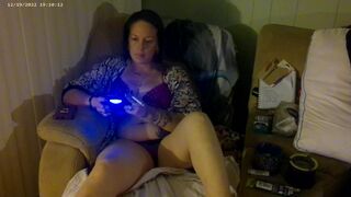 Busty Long Hair Gamer Girl In Bra and Panties Playing Smoking Cigarettes Part 2