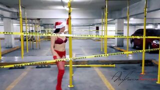 Sexy exhibitionist MILF celebrating Christmas in public