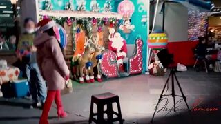 Sexy exhibitionist MILF celebrating Christmas in public