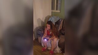 Cute girl takes off her panties and Mini dress