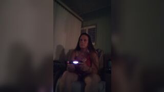 Little by little I take off my mini dress and panties while smoking and playing Fortnite