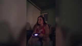 Little by little I take off my mini dress and panties while smoking and playing Fortnite