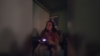 Little by little I take off my mini dress and panties while smoking and playing Fortnite