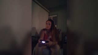 Little by little I take off my mini dress and panties while smoking and playing Fortnite