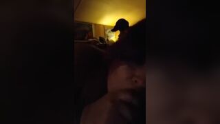 Amateur milf giving blowjob to side piece