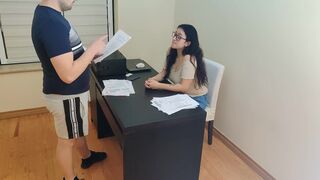 Lucky chubby worker fucks his female boss in high heels