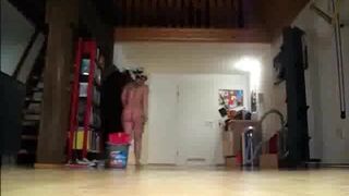 Cleaning lady wants a raise, so she cleans naked