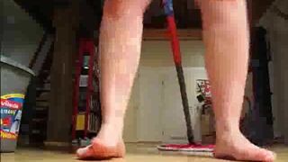 Cleaning lady wants a raise, so she cleans naked