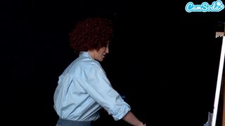 Big Tits MILF Ryan Keely Cosplay As Bob Ross Gets Horny During Painting Tutorial