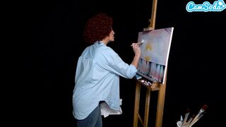 Big Tits MILF Ryan Keely Cosplay As Bob Ross Gets Horny During Painting Tutorial