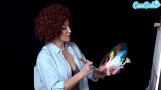 Big Tits MILF Ryan Keely Cosplay As Bob Ross Gets Horny During Painting Tutorial
