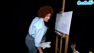 Big Tits MILF Ryan Keely Cosplay As Bob Ross Gets Horny During Painting Tutorial