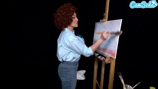 Big Tits MILF Ryan Keely Cosplay As Bob Ross Gets Horny During Painting Tutorial