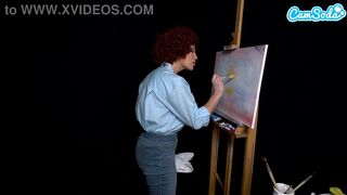 Big Tits MILF Ryan Keely Cosplay As Bob Ross Gets Horny During Painting Tutorial
