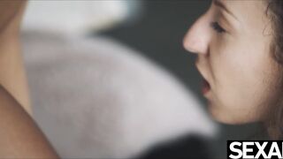 Horny lesbian fantasizes about her friend's big natural tits