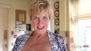 AuntJudys - 58yo Housewife Ms. Molly Jacks you off & Sucks your cock (POV)