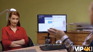 VIP4K. Redhead with big tits is rammed by the lender