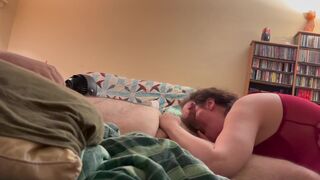 Busty back & butt rub plus blowjob while watching TV with my voluptuous vixen