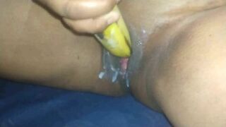 indian Big natural tits stepmom trying banana and masturbating tite pussy