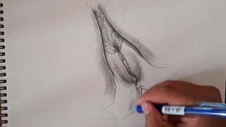 ROUGH PUSSY TREATMENT,A beautiful flower drawing female figure HD Porn, Hardcore,