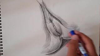 ROUGH PUSSY TREATMENT,A beautiful flower drawing female figure HD Porn, Hardcore,