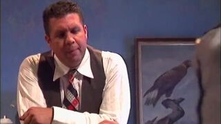 Brunette beauty gets on her knees and gags on a massive cock