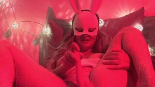 Hot busty milf Alexis Love masturbates with toys in red light