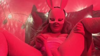 Hot busty milf Alexis Love masturbates with toys in red light