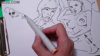 Drawing Technique , Female Figure , process erotic sketching