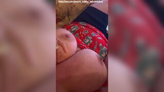 Sexting with my fans while playing with my huge natural tits and then he cums on my boobs! - 5 image