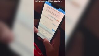 Sexting with my fans while playing with my huge natural tits and then he cums on my boobs!