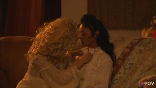 Maidens reminiscing about the olden days get excited deciding to eat each others pussies