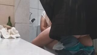 This bbw cumslut had such a good time at my houseparty she sucked my cock while pee ing peeing on the toilet