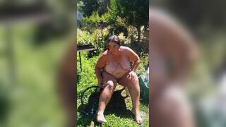 Watch me wash off outdoors in the garden