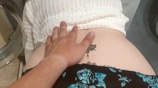 STEPMOM stuck in washing machine, fucked with beer bottle, fingered, fucked and finished in mouth. Enjoy it.