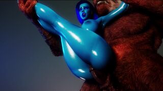 Monster Huge cock of this Minotaur perfectly stretches the pussy of this Blue skinned babe